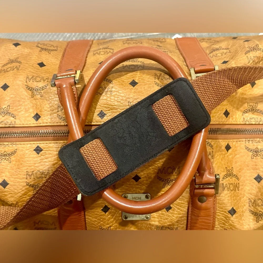 MCM Cognac Visetos Coated Canvas Stark Weekender 50 Duffel Bag - Picture 9 of 14